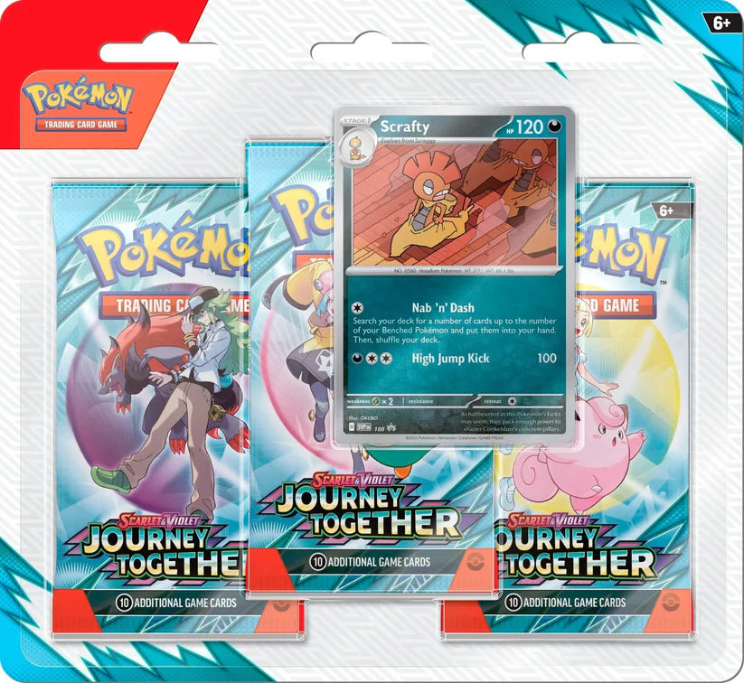 Pokémon: Scarlet & Violet 9: Journey Together -3-pack Blister (Scrafty promo)