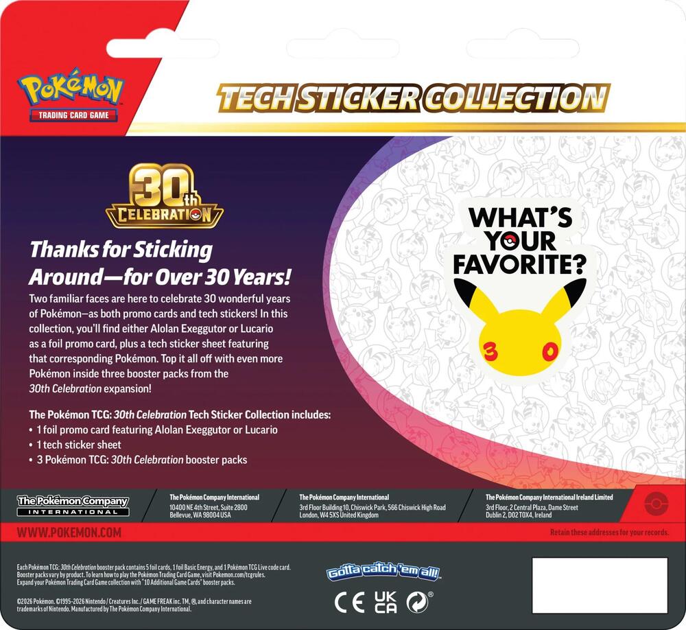 Pokémon TCG: 30th Celebration Tech Sticker Collection - Lucario