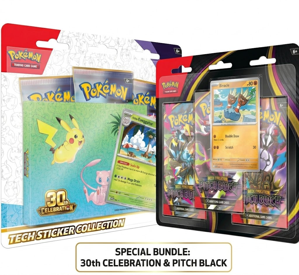 Bundle - 30th Celebration Tech Sticker Collection – Alolan Exeggutor + Pitch Black 3-Pack Bundle
