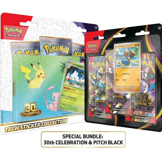 Bundle - 30th Celebration Tech Sticker Collection – Alolan Exeggutor + Pitch Black 3-Pack Bundle