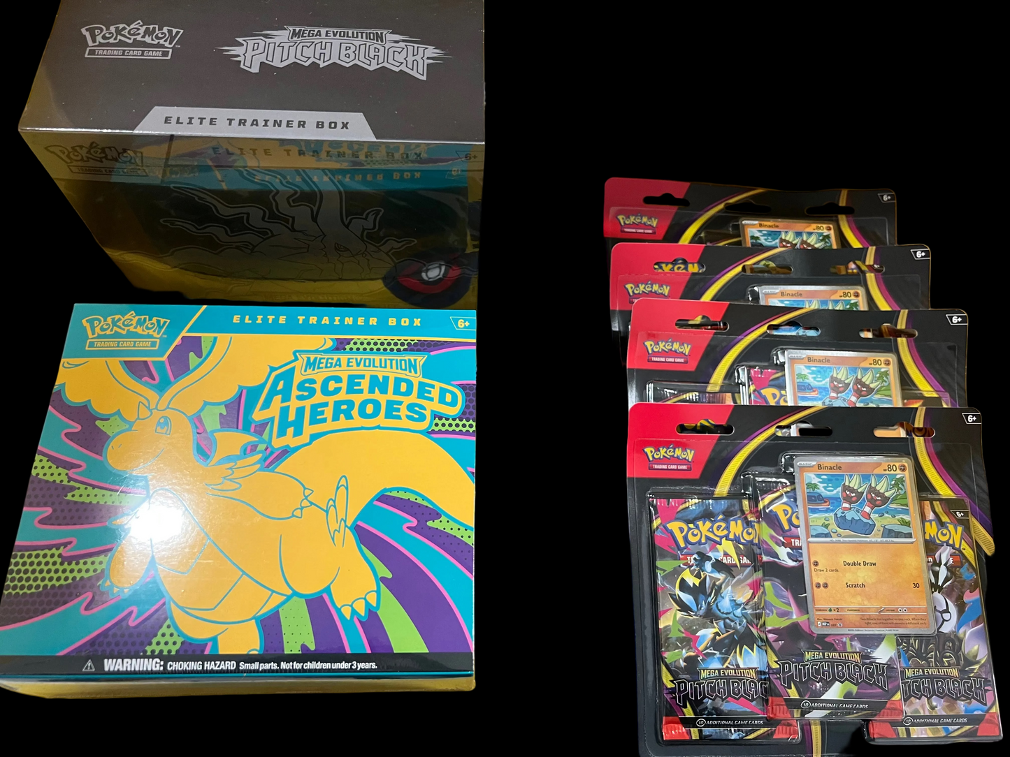 Combo Deals: Ascended ETB, Pitch Black ETB & 4x PBL 3-pack blisters